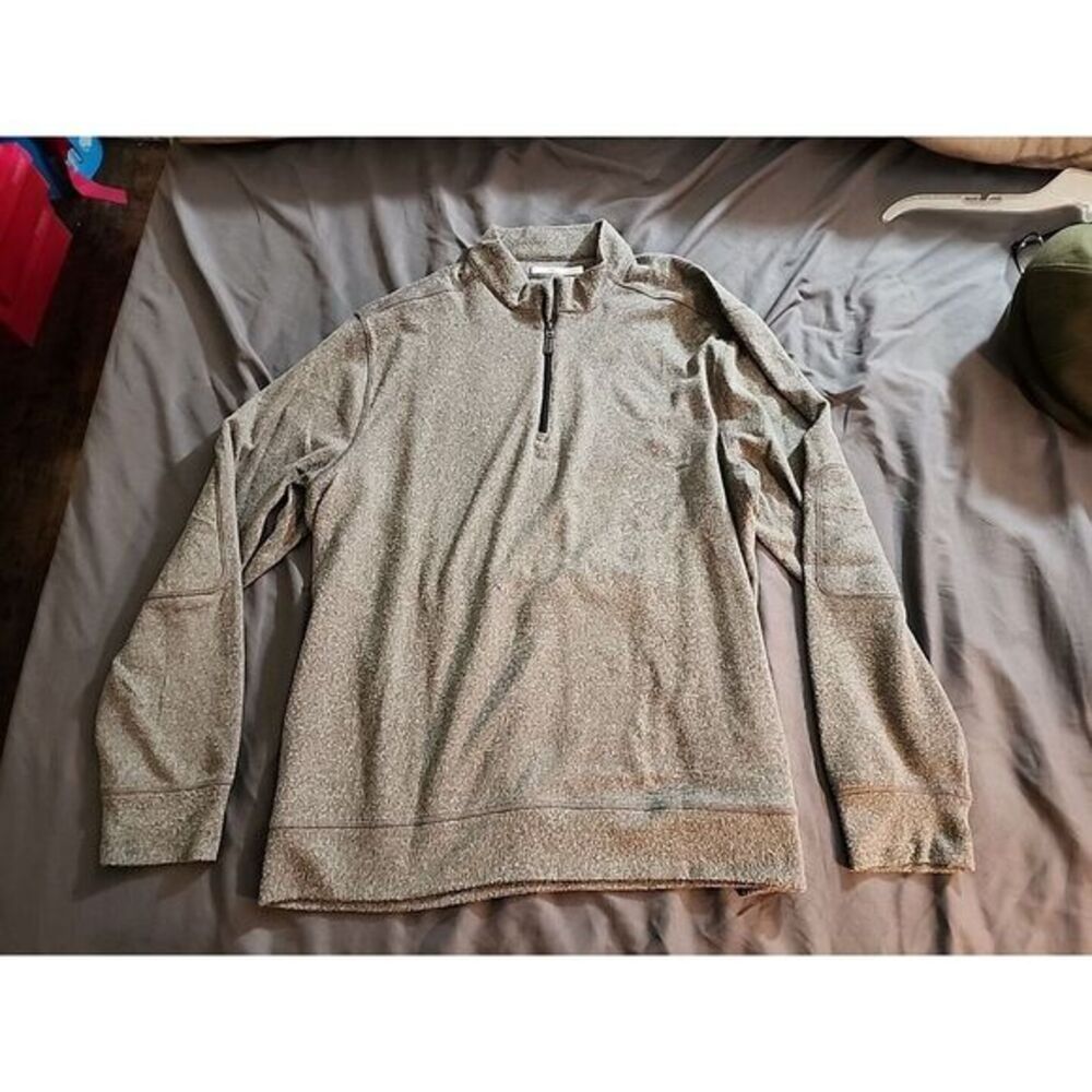 Greg Norman Sweater Mens Large Gray Quarter Zip Pullover‎ Shark Logo Golf Adult